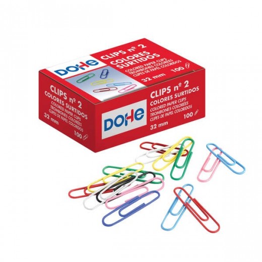 Dohe Clips Metalicos Plastificados - Numero 2 - Colores Surtidos - Resistente y Duradero