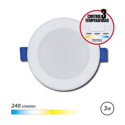 Elbat Downlight Circular 3W - 240Lm - Selector 3 Temperaturas - Color Blanco