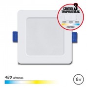 Elbat Downlight Cuadrado 6W - 480Lm - Selector 3 Temperaturas - Color Blanco