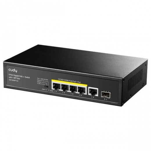 Cudy GS1005PTS1 Switch Gigabit PoE+ de 5 Puertos con 1 Puertos SFP