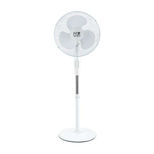 Muvip Ventilador de Pie 45W 3 Aspas - 3 Velocidades - Altura e Inclinacion Ajustables - Base Reforzada - Color Blanco