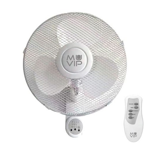 Muvip Ventilador de Pared - 45W - 3 Velocidades - Mando a Distancia - Color Blanco