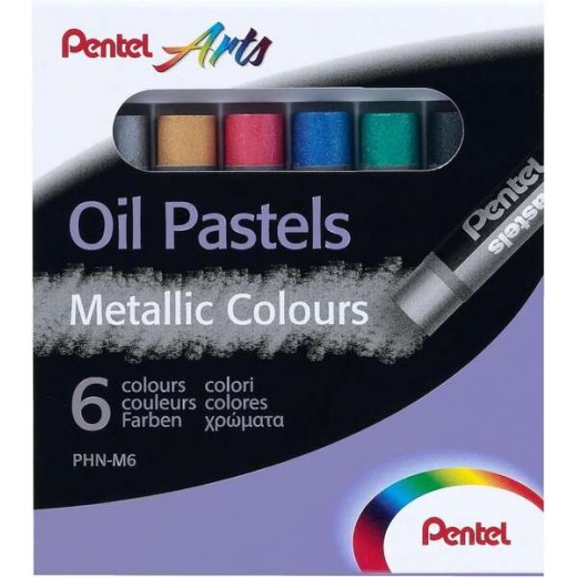 Pentel Oil Pastels Pack de 6 Pasteles Oleo Metalicos - Blandos