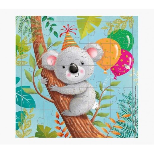 Pictura Tarjeta Puzzle - 15.5x15.5cm - Tematica Koala - 25 Piezas - Incluye Sobre Blanco - Certificacion FSC