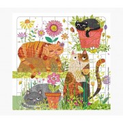 Pictura Tarjeta Puzzle de Gatos - 15.5x15.5cm - 49 Piezas - Tematica Felina - Incluye Sobre Blanco - Certificacion FSC