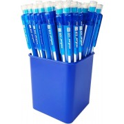 Molin Grafic-320 Pack de 50 Portaminas HB 0.5mm - Cuerpo Triangular - Goma de Borrar Integrada - Color Azul