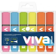 Molin Viva Pack de 6 Marcadores Fluorescentes - Trazo entre 1 y 5mm - Tinta con Base de Agua - Colores Surtidos