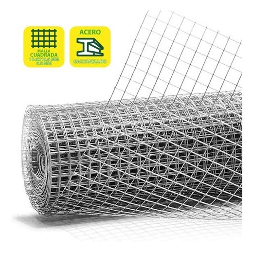 Sungarden Tela Metalica Galvanizada 10.6x10.6x0.8mm 1x25m - Color Gris