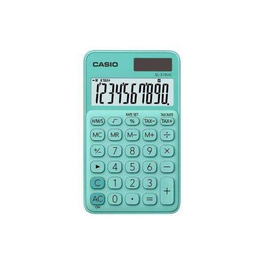 Casio SL-310UC Calculadora de Bolsillo - Calculo de Impuestos - Pantalla LCD de 10 Digitos - Solar y Pilas - Color Verde