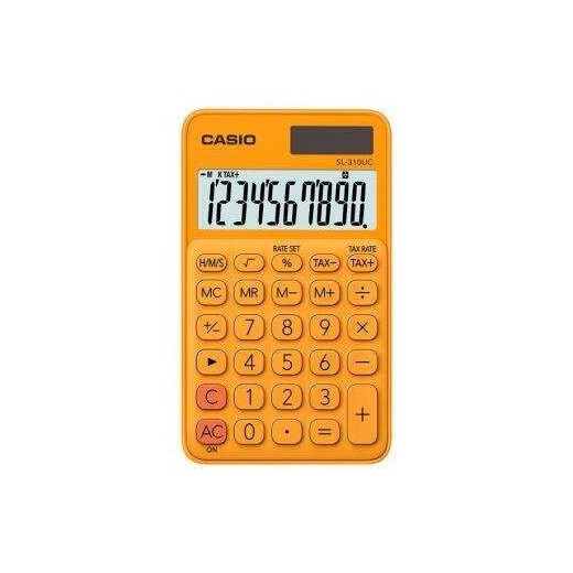 Casio SL-310UC Calculadora de Bolsillo - Calculo de Impuestos - Pantalla LCD de 10 Digitos - Solar y Pilas - Color Naranja