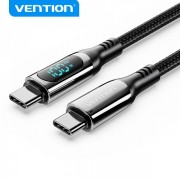 Vention Cable USB-C Macho a USB-C Macho - 1.2m 5A PD100W con Pantalla LED - Color Negro