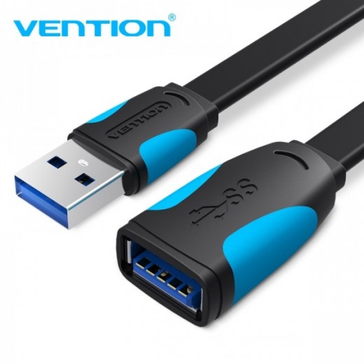 Vention Cable Alargador plano USB 3.0 Macho a USB Hembra - 0.5m - Color Negro y Azul