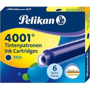 Pelikan 4001 TP/6 Pack de 6 Cartuchos - Tinta de Alta Calidad - Compatible con Plumas Estilograficas - Color Azul Real