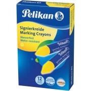 Pelikan Pack de 12 Ceras para Marcar - Resistente al Agua - Facil de Borrar - Ideal para Resaltar Texto - Color Amarillo