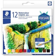 Staedtler Crayones Acuarelables 223 Pack de 12 Lapices de Cera - Facil de Mezclar - Extremadamente Opacos - Colores Surtidos