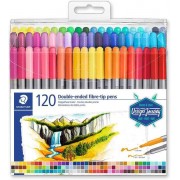 Staedtler 3200 Pack de 120 Rotuladores de Doble Punta - Resistente a la Presion - Colores Surtidos