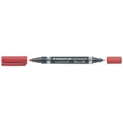 Staedtler Lumocolor 348 Rotulador Permanente de Doble Punta - Secado Rapido - Color Rojo