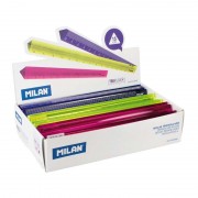 Milan Expositor de 60 Reglas Triangulares - Longitud 15cm - Plastico - Colores Surtidos