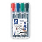 Staedtler Lumocolor Flipchart 356 Pack de 4 Marcadores Permanentes - Tinta Base de Agua - Colores Surtidos