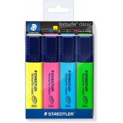 Staedtler Textsurfer Classic 364 Pack de 4 Marcadores Fluorescentes - Secado Rapido - Trazo 1 - 5mm Aprox - Colores Surtidos