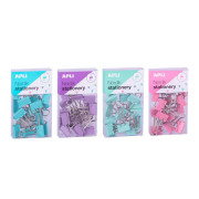 Apli Pinzas de Palas Abatibles 19mm - Clips de Acero Templado en Colores Pastel - Asas en Acabado Niquel - 15 Pinzas por Caja - 12 Cajas (3 por Color) - Eurohole para Colgar - Sujecion Óptima Hasta 50 Hojas - Disponibles en 4 Colores Nordik