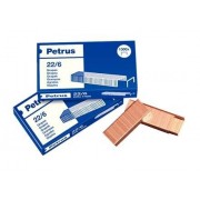 Petrus Grapas 22/6 Cobreadas - Hasta 30 Hojas - Caja de 1000 Grapas - Patilla de 6mm