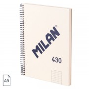 Milan Serie 1918 Cuaderno Espiral Formato A5 Cuadricula 5x5mm - 80 Hojas de 95 gr/m2 - Microperforado