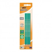 Bic Evolution Pack de 4 Lapices de Grafito Hexagonal - Mina HB Ultrarresistente - Sin Madera - No se Astilla