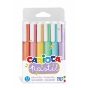 Carioca Pack de 6 Subrayadores Pastel - Tinta a Base de Agua - Punta Biselada - Tinta Lavable - Color Varios