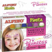 Alpino Fiesta Princess Pack de Maquillaje con 6 Barritas de Pintura Facial - Se Lava con Agua - Testado Dermatologicamente