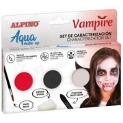 Alpino Aqua Make Up Set de Caracterizacion de Vampiros - 3 Polveras + Cera Negra + Pincel + Esponja