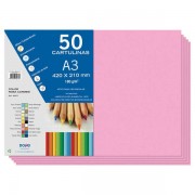 Dohe Cartulinas A3 - 50 Hojas - Gramaje de 180g - Ideal para Manualidades - Color Rosa