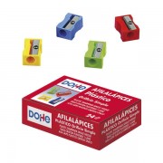 Dohe Caja de 24 Afilalapices de Plastico Resistente - Forma Rectangular - Cuchilla de Acero - Colores Surtidos