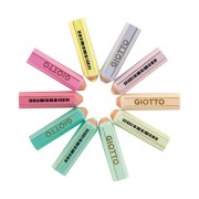 Giotto Happy Gomma Expositor de 40 Gomas de Borrar - Forma de Lapiz - Para Borrar Grafito - 10 Colores Pastel