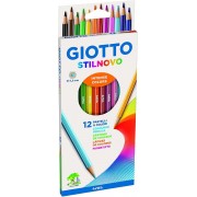 Giotto Stilnovo Pack de 12 Lapices Hexagonales de Colores - Mina 3.3mm - Madera - Colores Surtidos