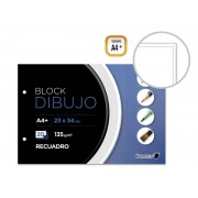 Golden Bloc de Dibujo A4+ 20 Hojas con Recuadro Interior - Papel de 135gr - Encolado con 2 Taladros