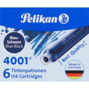 Pelikan Caja de 6 Cartuchos 4001 TP/6 - Tinta de Alta Calidad - Compatible con Plumas Estilograficas - Color Azul/Negro