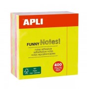 Apli Funny Cubo de 400 Notas Adhesivas 75 x 75 mm - Colores Surtidos Fluorescentes