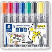 Staedtler Lumocolor Flipchart 356 Pack de 8 Marcadores Permanentes - Tinta Base de Agua - Colores Surtidos