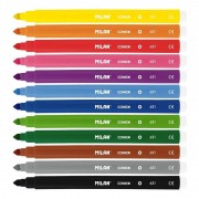 Milan Pack de 12 Rotuladores - Punta Conica 5mm - Tinta al Agua - Lavable - Colores Surtidos