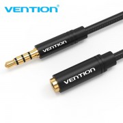 Vention BHBBI Cable de Extension de Audio - Estereo - Contactos Bañados en Oro - Diametro 3.5 mm - Color Negro