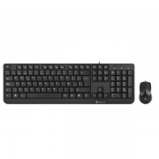 NGS Kit Teclado Multimedia y Raton con Cable - QWERTY Italiano - 12 Teclas Multimedia - Color Negro