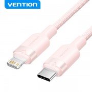 Vention Cable de Carga USB-C/Lightning - Aluminio Trenzado - 480Mbps - 3A - 27W Max - Color Rosa