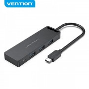 Vention HUB 5 en 1 USB-C a 3xUSB3.0/USB-C(Gen1)/Micro-B Powered - 0.15m - Color Negro