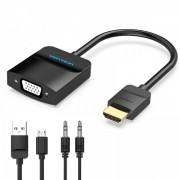 Vention Conversor HDMI Macho a VGA Hembra con Jack 3.5mm - 0.15m - Color Negro