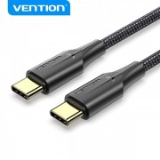 Vention Cable USB-C Macho a USB-C Macho 3A 60W LED - 1.5m - Algodon Trenzado Negro