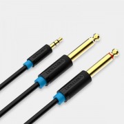 Vention Cable Estereo Jack 3.5 Macho a 2x Jack 6.5 Macho - 2m - Color Negro