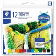 Staedtler Crayones Acuarelables 223 Pack de 12 Lapices de Cera - Facil de Mezclar - Extremadamente Opacos - Colores Surtidos