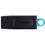 Kingston DataTraveler Exodia Memoria USB 64GB - USB 3.2 Gen 1 - Con Tapa - Enganche para Llavero - Color Negro (Pendrive)